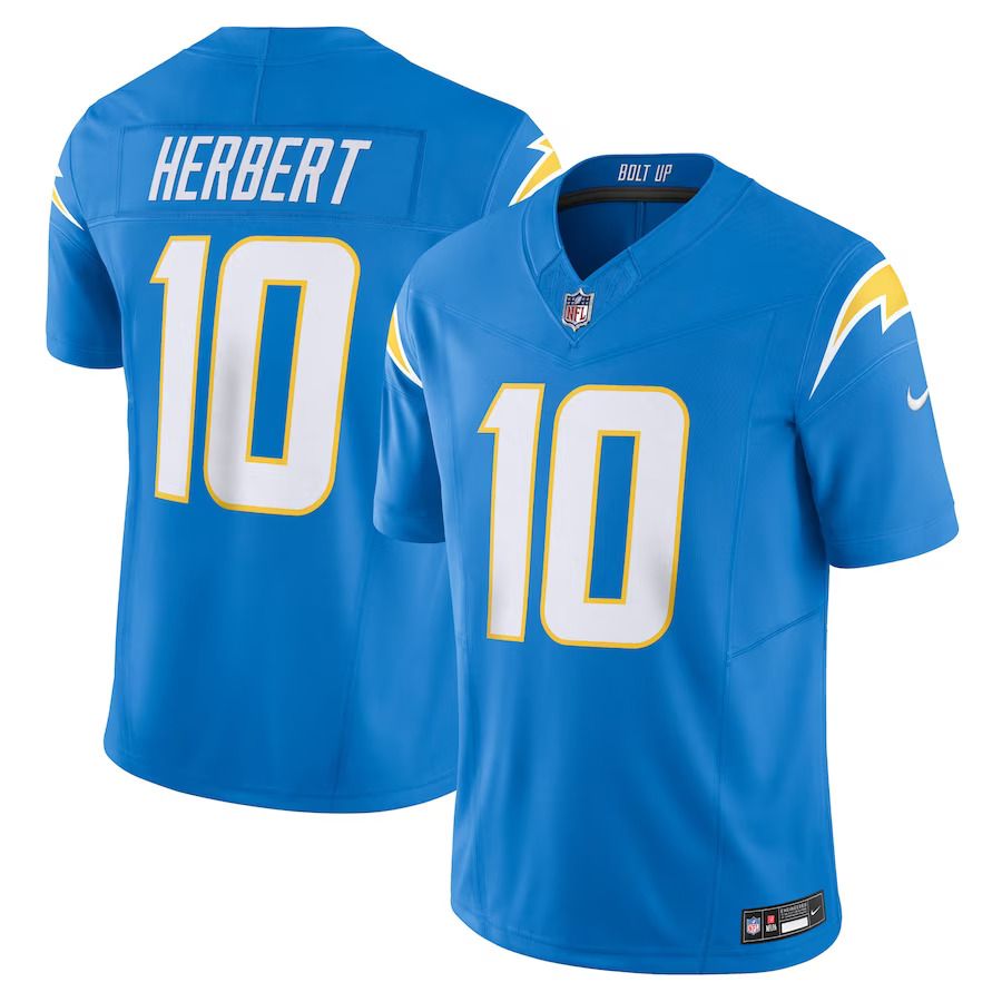 Men Los Angeles Chargers 10 Justin Herbert Nike Powder Blue Vapor F.U.S.E. Limited NFL Jersey